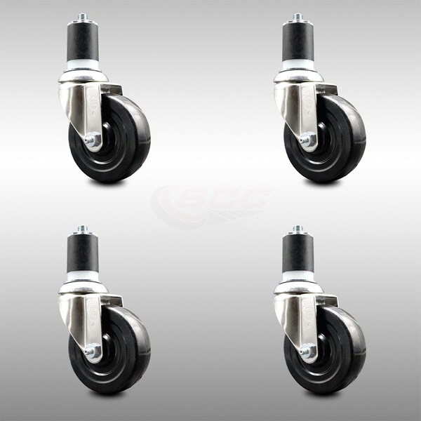 Service Caster 4 Inch 316SS Soft Rubber Wheel Swivel 1-7/8 Inch Expanding Stem Caster Set SCC SCC-SS316EX20S414-SRS-178-4 - main